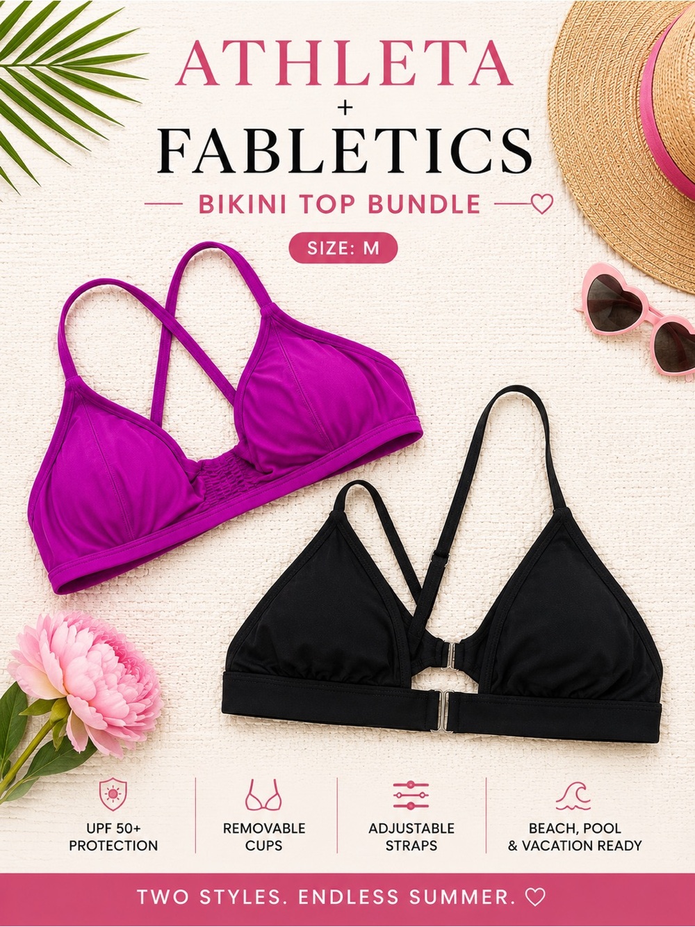 Athleta + Fabletics Bikini Top Bundle | Medium